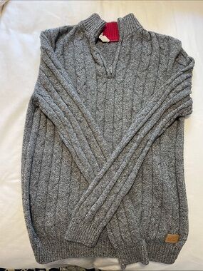 Kids Gray Cable-Knit Half-Zip Sweater